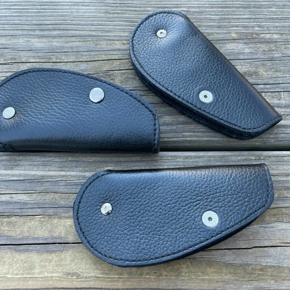 Handmade Keys Holder Black Genuine Leather Key Chains Leaf Shape Lot of 3 - Picture 7 of 12